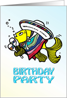 Birthday Party Invitation, cute Mexican fish card