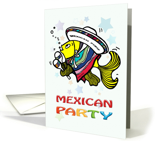 Mexican Party Invitation, cute Mexican fish card (884684)