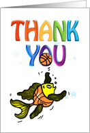Thank You Club Sponsor Fish playing Basketball fun cute funny comic cartoon card