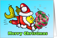 Merry Christmas Santa Clause Fish Funny cute fun cartoon Card