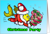 Christmas Party INVITATION Santa Claus Fish fun Breakfast with Santa card