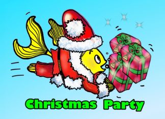 Christmas Party INVITATION Santa Claus Fish fun Breakfast with Santa