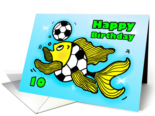 10th tenth Birthday Soccer Football Fish cute funny... (887285)