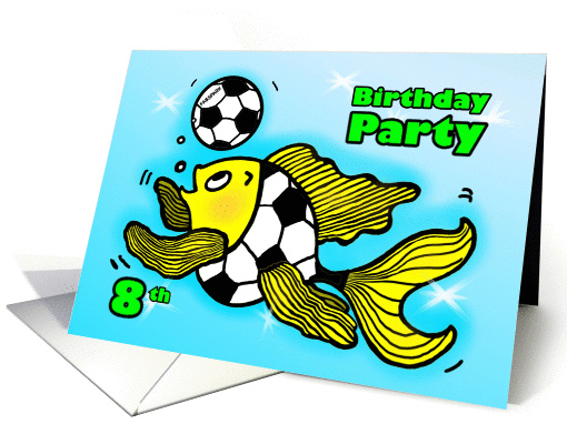 8th Birthday Party Invitation Soccer Football funny Fish... (887422)