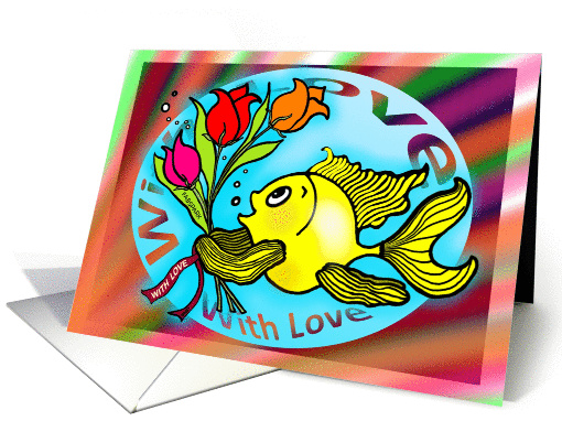 With Love Happy Valentine Fish with flowers roses cute... (888496)