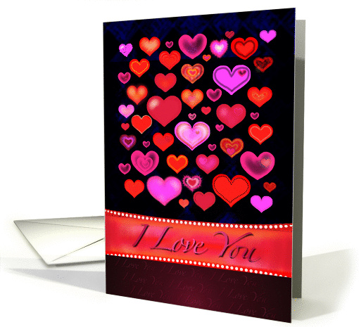 I LOVE YOU gorgeous pink romantic funky hearts card (892286)