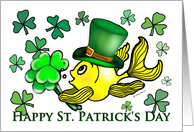 Happy St. Patrick’s Day, Goldfish with Green Shamrocks card