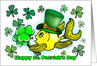 Happy St. Patrick’s Day, Goldfish with Green Shamrocks card