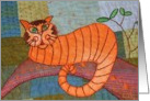 Cool Orange Cat on Colorful quilt card