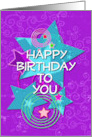 Happy Birthday To You Amazing Girl Colorful Stars and Swirls card