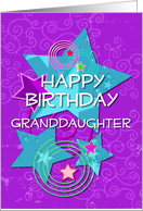 Granddaughter Happy Birthday Amazing Girl Colorful Stars and Swirls card