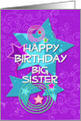 Big Sister Happy Birthday Colorful Stars and Swirls card