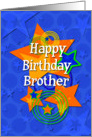 Happy Birthday Brother Colorful Stars and Swirls card