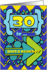 Happy 30th Birthday Just a Number Funny Chevrons and Polka Dots card