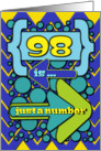 Happy 98th Birthday Just a Number Funny Chevrons and Polka Dots card