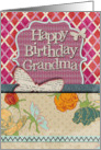 Happy Birthday Grandma Scrapbook Style Butterflies and Flowers card