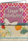 Happy Birthday Scrapbook Style Butterflies and Flowers card