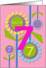 Happy Birthday You’re 7 Fun Colorful Flowers card