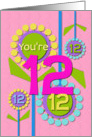 Happy Birthday You’re 12 Fun Colorful Flowers card