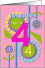 Happy Birthday Daughter You’re 4 Fun Colorful Flowers card