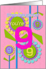 Happy Birthday Step Daughter You’re 9 Fun Colorful Flowers card