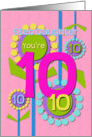 Happy Birthday Step Daughter You’re 10 Fun Colorful Flowers card