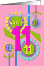 Happy Birthday Step Daughter You’re 11 Fun Colorful Flowers card