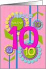 Happy Birthday Niece You’re 10 Fun Colorful Flowers card