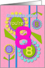 Happy Birthday Granddaughter You’re 8 Fun Colorful Flowers card