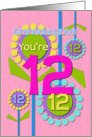 Happy Birthday Granddaughter You’re 12 Fun Colorful Flowers card