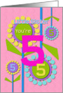 Happy Birthday Little Sister You’re 5 Fun Colorful Flowers card