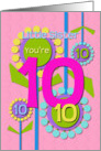 Happy Birthday Little Sister You’re 10 Fun Colorful Flowers card