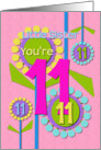 Happy Birthday Little Sister You’re 11 Fun Colorful Flowers card