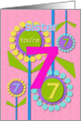Happy Birthday Sister You’re 7 Fun Colorful Flowers card
