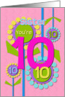 Happy Birthday Sister You’re 10 Fun Colorful Flowers card