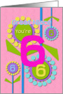 Happy Birthday Great Niece You’re 6 Fun Colorful Flowers card