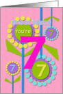 Happy Birthday Great Niece You’re 7 Fun Colorful Flowers card