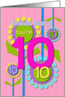 Happy Birthday Great Niece You’re 10 Fun Colorful Flowers card