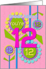 Happy Birthday Great Niece You’re 12 Fun Colorful Flowers card