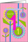 Happy Birthday Goddaughter You’re 1 Fun Colorful Flowers card
