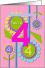 Happy Birthday Goddaughter You’re 4 Fun Colorful Flowers card