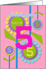 Happy Birthday Goddaughter You’re 5 Fun Colorful Flowers card