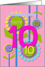 Happy Birthday Goddaughter You’re 10 Fun Colorful Flowers card