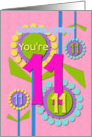 Happy Birthday Goddaughter You’re 11 Fun Colorful Flowers card