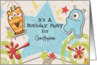 Children’s Birthday Party Invitation Custom Name Alien Monsters card