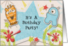 Children’s Birthday Party Invitation Alien Monsters and Stars card