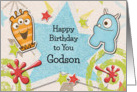 Happy Birthday Godson Children’s Alien Monsters and Stars card