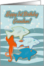 Happy 1st Birthday Grandson Sharks and Octopus in the Ocean card