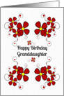 Happy Birthday Granddaughter Pretty Red Daisies and Swirls card