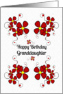 Happy Birthday Granddaughter Pretty Red Daisies and Swirls card